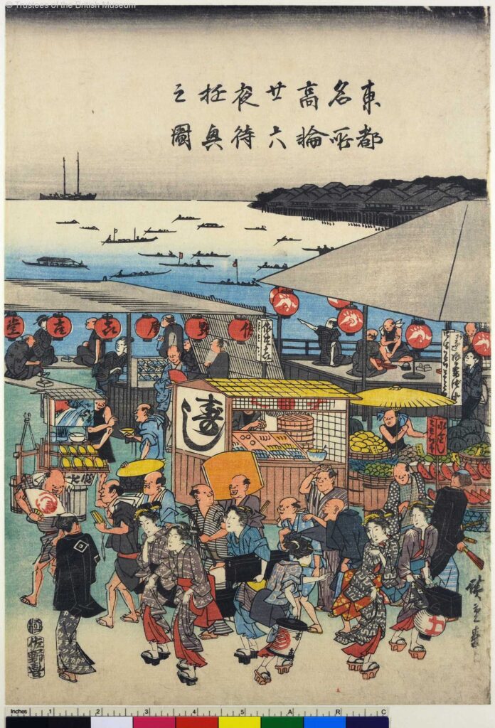 東都名所高輪廿六夜待遊興之図